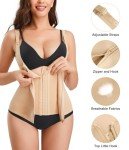 ZOPEUSI Women Waist Trainer Corset Tummy Control Zipper Vest Workout Body Shaper Cincher Tank Top with Straps… Beige
