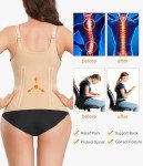 ZOPEUSI Women Waist Trainer Corset Tummy Control Zipper Vest Workout Body Shaper Cincher Tank Top with Straps… Beige