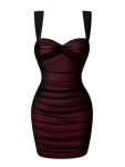 LAGSHIAN Women's Summer Ruched Mini Party Dress