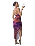 Colorful Tie Dye Cowl Neck Backless Bodycon Dress