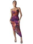 Colorful Tie Dye Cowl Neck Backless Bodycon Dress
