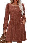 OFEEFAN Women's Long Sleeve Winter Dress - Caramel