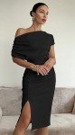 Elegant Black Off-Shoulder Bodycon Midi Dress
