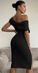 Elegant Black Off-Shoulder Bodycon Midi Dress