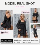 Long Sleeve Lantern Dress with Square Neckline