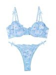 Light Blue Underwire Push-Up Lingerie Set