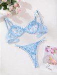 Light Blue Underwire Push-Up Lingerie Set
