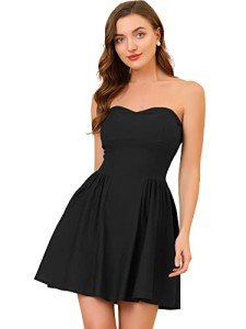 Allegra K Women's Strapless Sweetheart Mini Dress