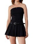 Milumia Women's Pleated Mini Tube Top Dress Sleeveless A Line Bandeau Short Dresses Black Small