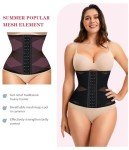 LODAY Waist Trainer for Women Corset Shapewear Tummy Control Body Shaper Cross Mesh Segmented Waist Cincher Postpartum Girdle(Black Hook,Large)
