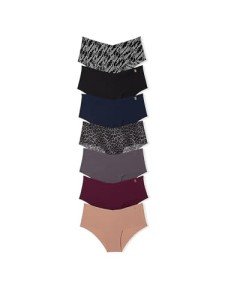 Victoria's Secret No Show Cheeky Panty Pack, Raw Cut Edges, Cheeky Underwear for Women, 7 Pack, Core Basics (M)
