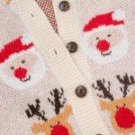 Women's Funny Fall Winter Long Sleeve Christmas Tree Elk Santa Claus Xmas Button Knit Cardigan Sweater Vintage Knitted Outerwear(Christmas-Winter,L)