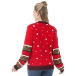 JOYIN Womens LED Light Up Christmas Sweater, Reindeer Christmas Ugly Sweater with Light Bulbs-Red