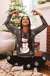 Tipsy Elves Women's Gray Sequin Snowman Christmas Sweater Size Small