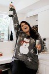 Tipsy Elves Women's Gray Sequin Snowman Christmas Sweater Size Small