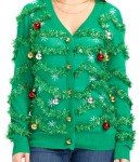 Tipsy Elves Classic Cute Cardigan Ugly Christmas Sweaters for Women with Fun Patterns and Animals - Women's Colorful Green Gaudy Garland Christmas Cardigan Size X-Small