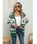 LILBETTER Womens Casual Lightweight Long Sleeve Open Front Christmas Cardigan Sweaters with Pockets(F Christmas Green,X-Large)