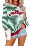 ASTANFY Christmas Sequins Sweatshirts Women Jolly Glitter Patch Crewneck Sweater Xmas Long Sleeve Pullover Top