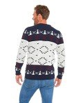 Unisex Women's Ugly Christmas Sweater Knitted Funny Fairisle Pullover Blue/White, Large