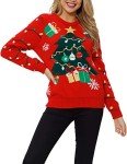 VENTELAN Women's Christmas Sweater Funny Christmas Tree Ugly Pullover Snowflake Long Sleeve Sweater Shirt