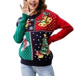 IFFEI Womens Ugly Christmas Sweater Novelty Print Crew Neck Sweater Square M