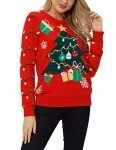VENTELAN Women's Christmas Sweater Funny Christmas Tree Ugly Pullover Snowflake Long Sleeve Sweater Shirt