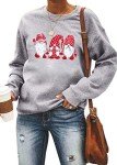 LOTUCY Christmas Gnome Sweatshirts for Women Gnomes Christmas Holiday Sweatshirt Cute Long Sleeve Top Shirt Red