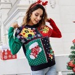IFFEI Womens Ugly Christmas Sweater Novelty Print Crew Neck Sweater Square M
