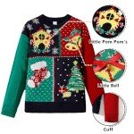 IFFEI Womens Ugly Christmas Sweater Novelty Print Crew Neck Sweater Square M