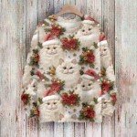 Ugly Christmas Sweaters for Women Cat Christmas Sweaters for Women Plus Size Long Sleeve Crewneck Knit Sweaters Xmas Sweater Christmas Ornaments Light Sweaters for Women