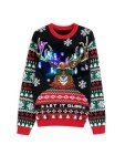 WIPONKEN Ugly Christmas Sweater for Women Funny Crewneck Knit Christmas Sweater for Family Pullover Long Sleeve Top