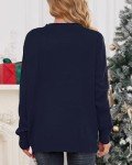 MyFav Ugly Christmas Sweaters for Women Fun and Cute Knitted Pullover Top Print Crew Neck Novelty Sweaters Navy,L