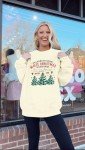 MYHALF Womens White Christmas Sweatshirt Crewneck Christmas Tree Graphic Shirts Oversized Xmas Pullover Sweater