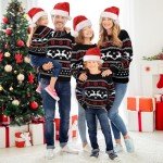 Xaatren Matching Family Christmas Sweaters Ugly Knit Pullover Cute Long Sleeve Crew Neck Xmas Holiday Jumper with Hat (Small,Black Elk,Women)