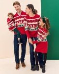 The Children's Place Women's Long Sleeve Christmas Sweater, Classic Red Fairisle-Mom