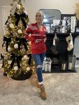 Ugly Christmas Sweater for Women Christmas Cardigans Funny Xmas Open Front Button Down Knit Coat Outwear Red