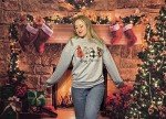 ASTANFY Merry Christmas Sweatshirt for Women Drop Shoulder Long Sleeve Christmas Tree Pullover Lightweight Shirt Grey