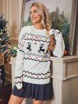 Miessial Women's Ugly Christmas Knitted Sweater Funny Cute Reindeer Snowflake Pulover Crew Neck Sweatshirt for Holiday White M