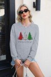 Merry and Bright Shirt Women Funny Leopard Printed Plaid Christmas Trees Long Sleeve Sweatshirts Xmas Graphic Tees