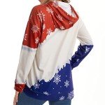 LOTUCY Christmas Sweatshirt Women Snowflake Graphics Hoodie with Pocket Xmas Gift Pullover tops Red Blue