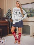 Miessial Women's Ugly Christmas Knitted Sweater Funny Cute Reindeer Snowflake Pulover Crew Neck Sweatshirt for Holiday White M