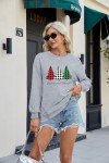 Merry and Bright Shirt Women Funny Leopard Printed Plaid Christmas Trees Long Sleeve Sweatshirts Xmas Graphic Tees