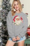 MYHALF Christmas Sweatshirt Women Santa Ugly Christmas Funny Graphic Pullover Sweater for Xmas Holiday Party Long Sleeve Tops Grey