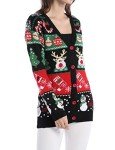 v28 Ugly Christmas Sweater for Women Reindeer Funny Merry V Neck Long Sleeve Knit Sweaters Cardigan (2XL, Snowman Black)