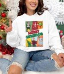 FAYALEQ Merry Christmas Sweatshirt Women Xmas Sweatshirts Funny Christmas Movie Graphic Shirts Casual Winter Pullovers White