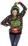 Unisex Women's Ugly Christmas Sweater Funny Santa Reindeer Hoodie Jumper Novelty Knit Pullover (Medium)