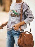 RETSUGO Womens Merry Christmas Sweatshirt Funny Christmas Tree Truck Pullover Fleece Sweaters Xmas Plaid Tops Shirts M