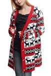 Womens Oversized Christmas Reindeer Cardigan (X-Large, Red Reindeer Cardigan)