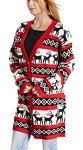 Womens Oversized Christmas Reindeer Cardigan (X-Large, Red Reindeer Cardigan)