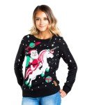 Tipsy Elves Women's Santa Unicorn Christmas Sweater Large